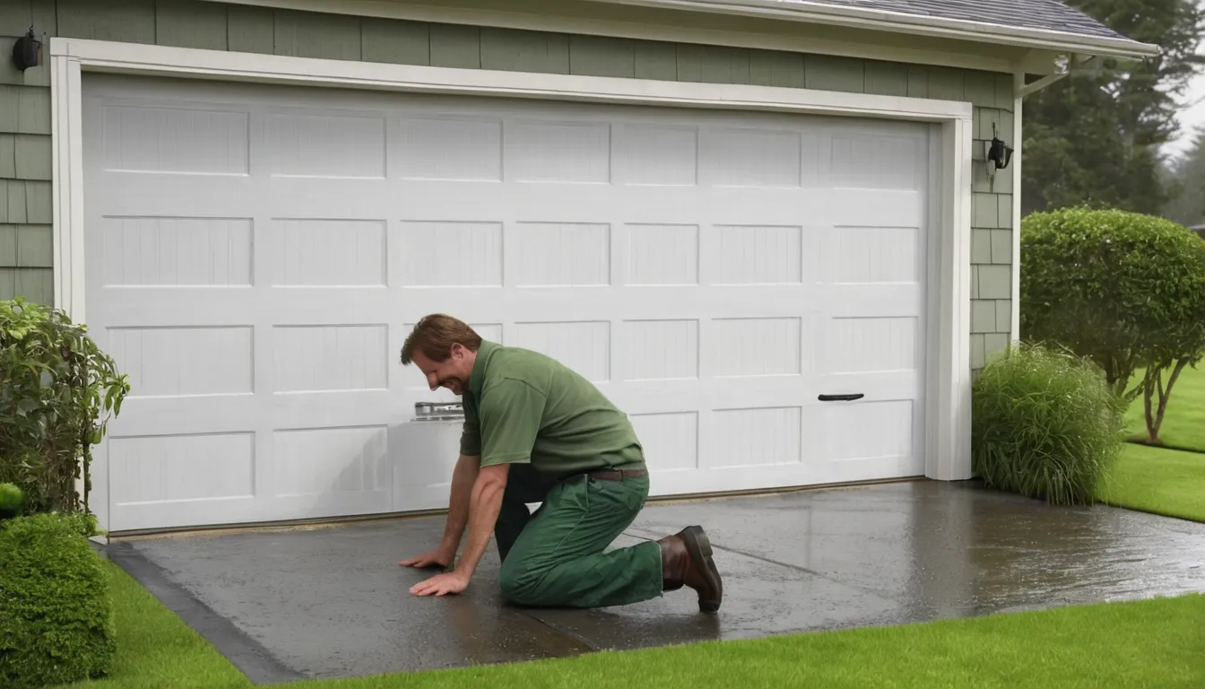 A local garage door provider checking the track of a residential garage door in Kirkland