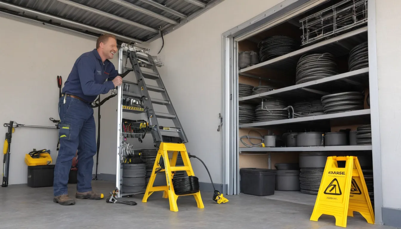 A provider checking the springs on a garage door in the Kirkland area